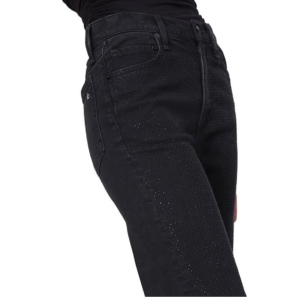 Rag & Bone Harlow Jewel Mid-Rise Ankle‎ Jeans Black 25 - Picture 5 of 11